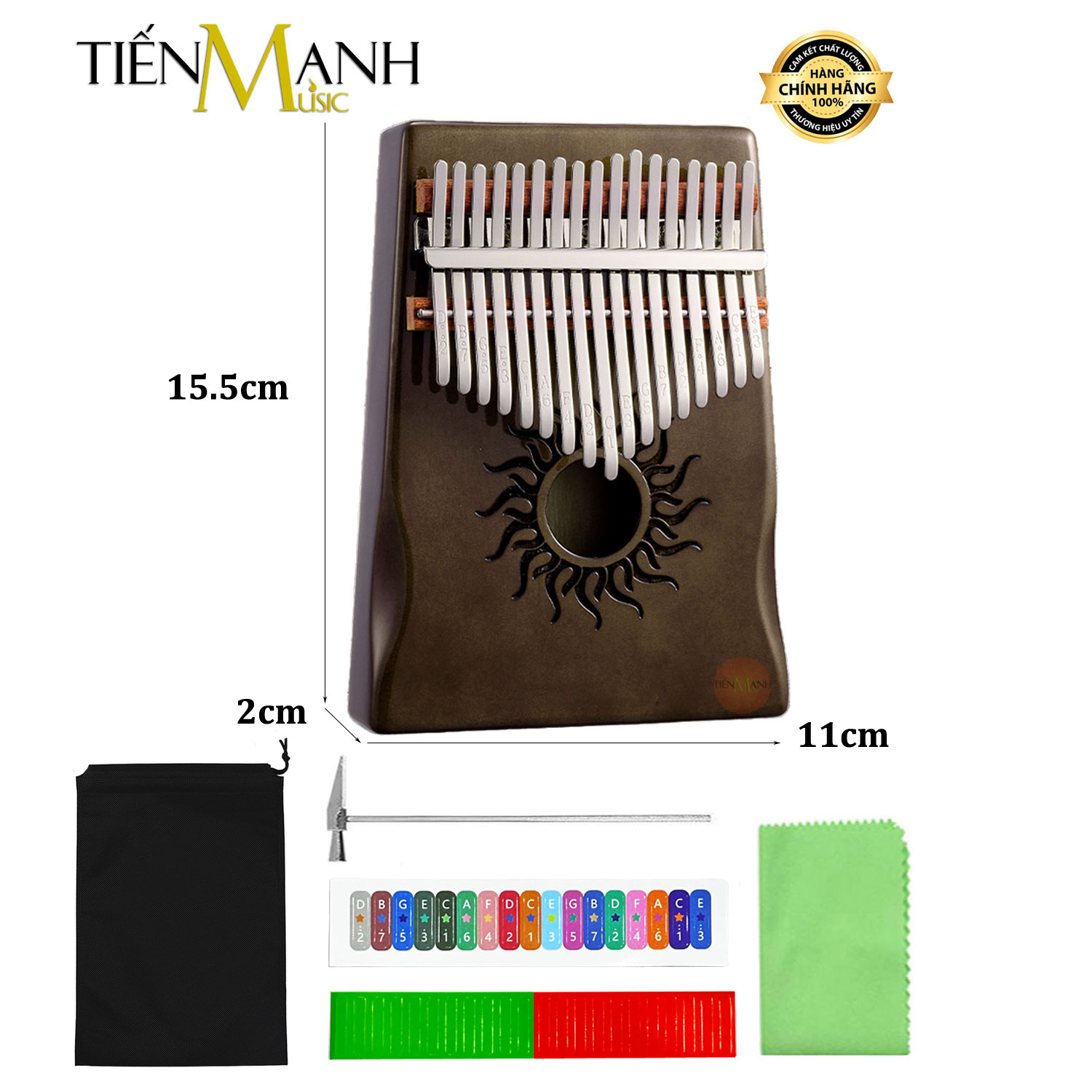 Đàn kalimba 17 phím hluru khs17 poplar, yellow, brown - nhạc cụ tiến mạnh music