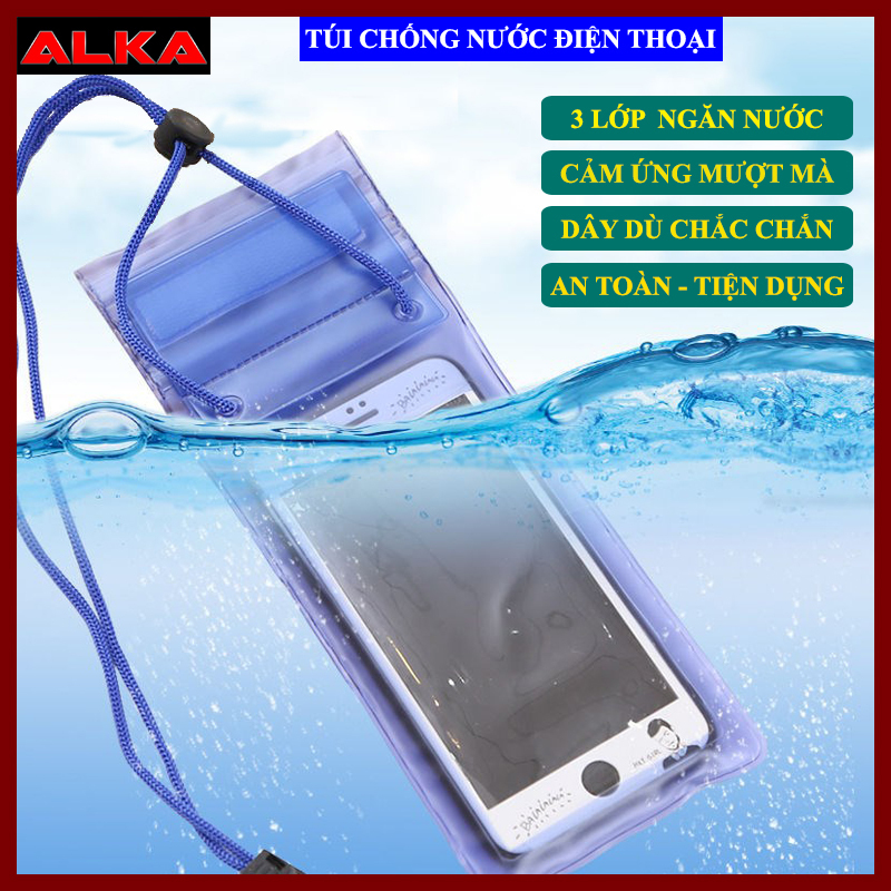 Túi đựng điện thoại chống nước trong suốt, thiết kế chắc chắn, an toàn, phù hợp với tất cả các dòng điện thoại, màu sắc đa dạng, có kèm dây đeo tiện lợi.