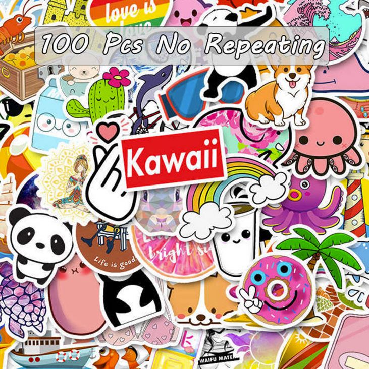 [HCM]Sticker HOẠT HÌNH DỄ THƯƠNG nhựa PVC không thấm nước dán nón bảo hiểm laptop điện thoại Vali xe Cực COOL #110