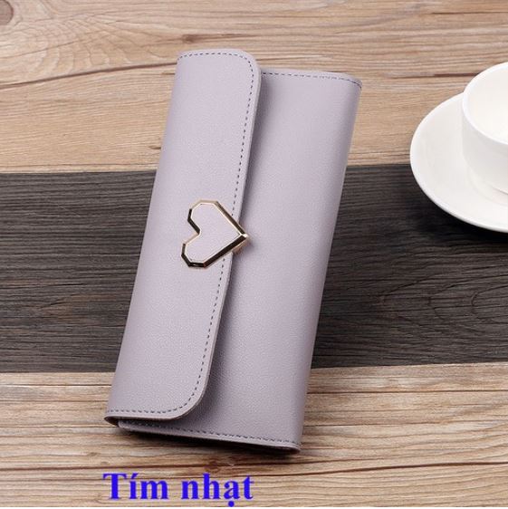 [VÍ DÀI] Ví Nữ Dài Khóa Hình Trái Tim, Chất liệu Da Pu