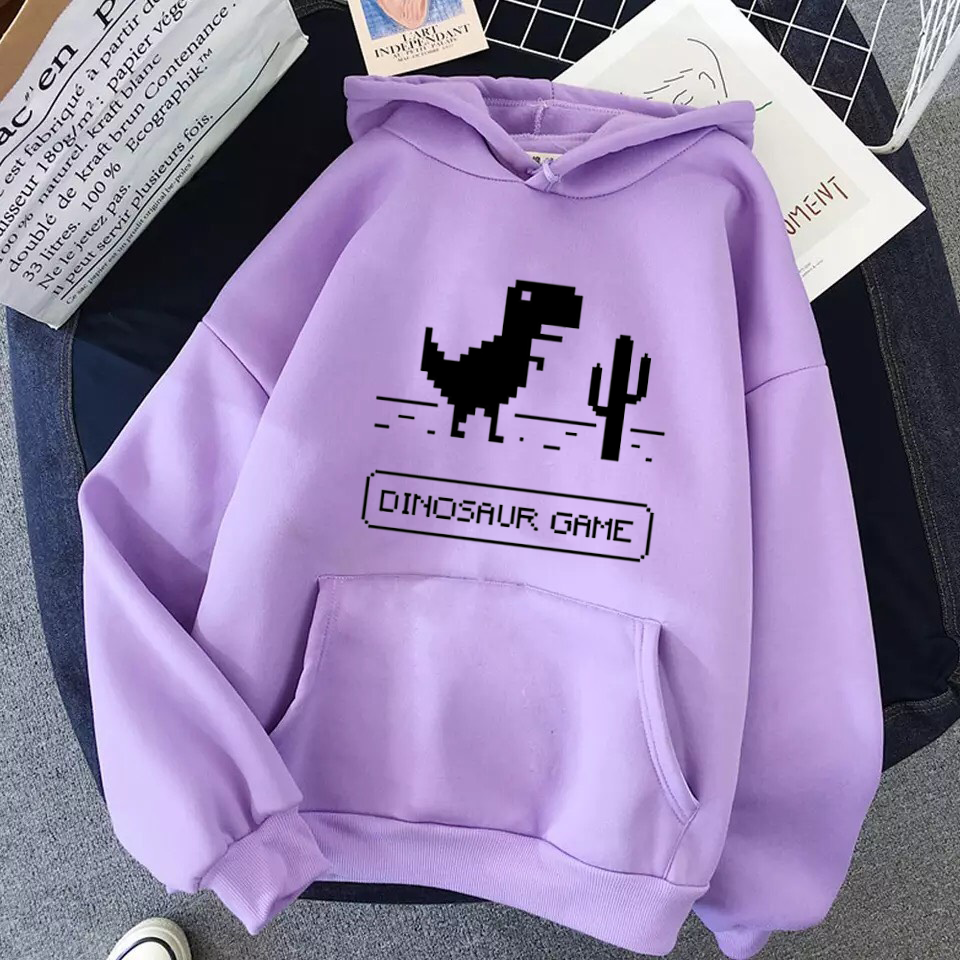 [Hoàn Tiền 15%] ÁO HOODIE UNISEX IN DINOSAUR GAME (NHIỀU MÀU)