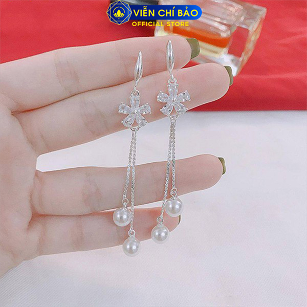 Bông tai bạc nữ hoa chong chóng chất liệu bạc 925 trẻ trung quý phái thương hiệu Viễn Chí Bảo B400399