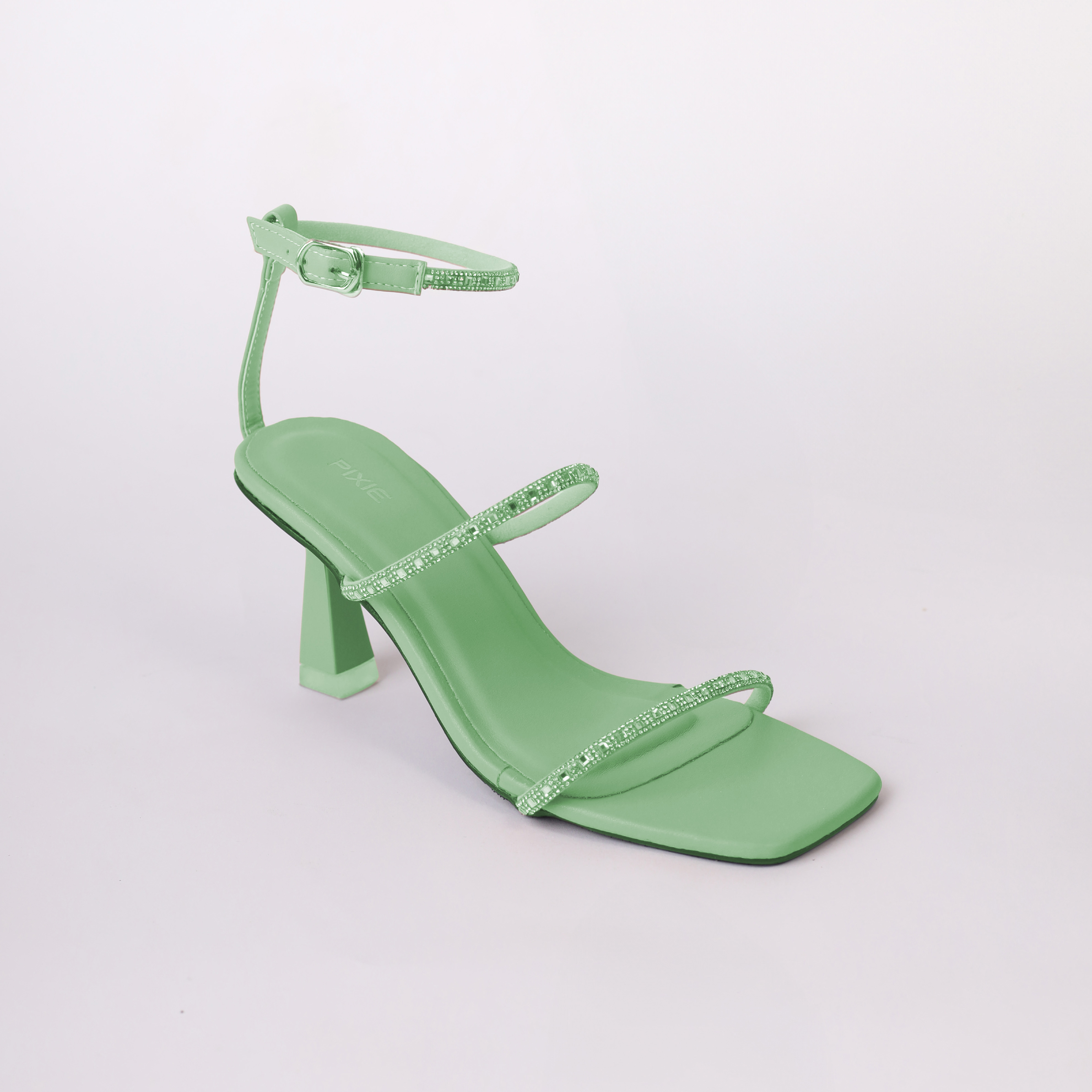 Giày sandal kiểu cao gót 8cm hai quai đính đá pixie h291
