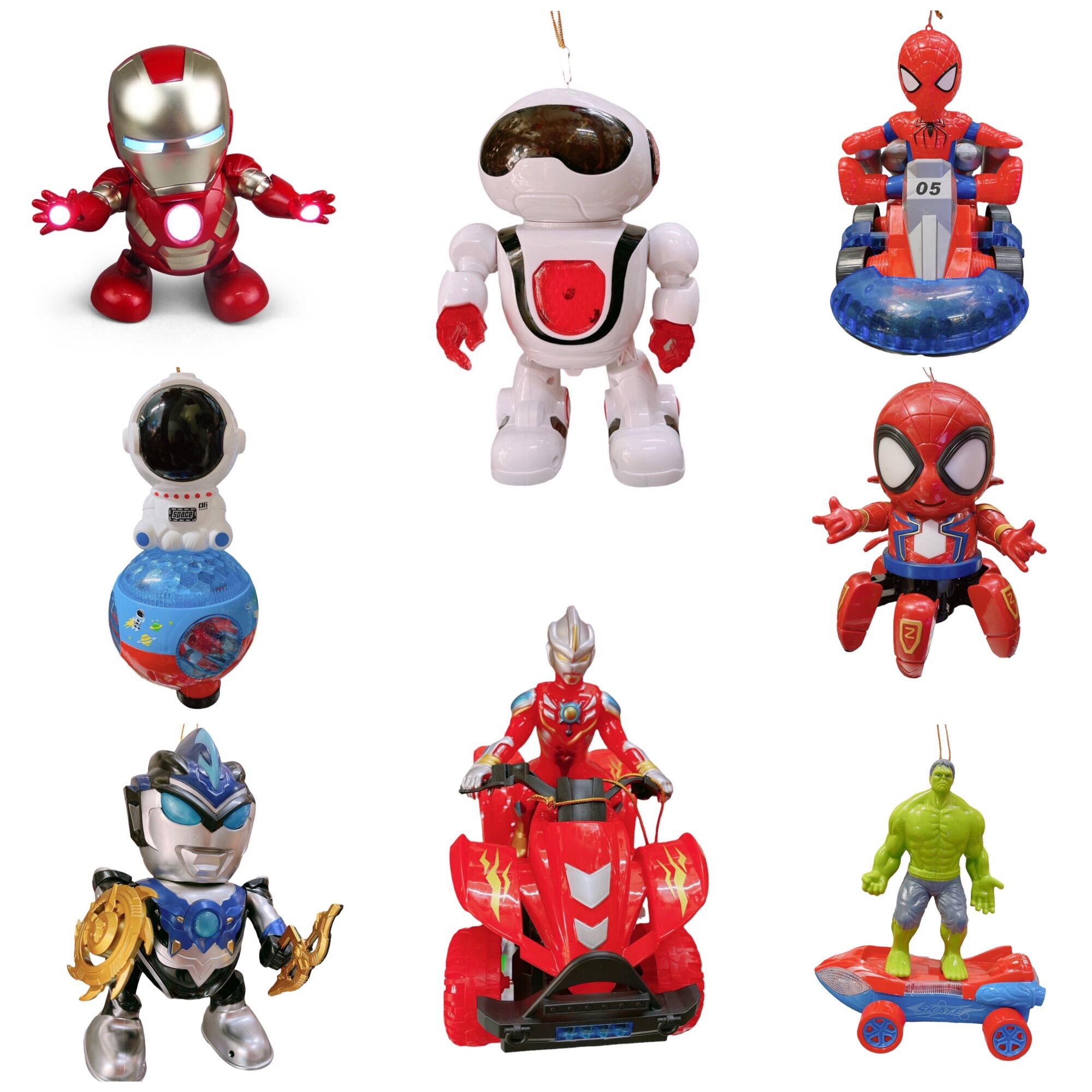 Đồ chơi lồng đèn trung thu iron man, siêu nhân, người nhện, hulk, robot, phi hành gia sẵn pin