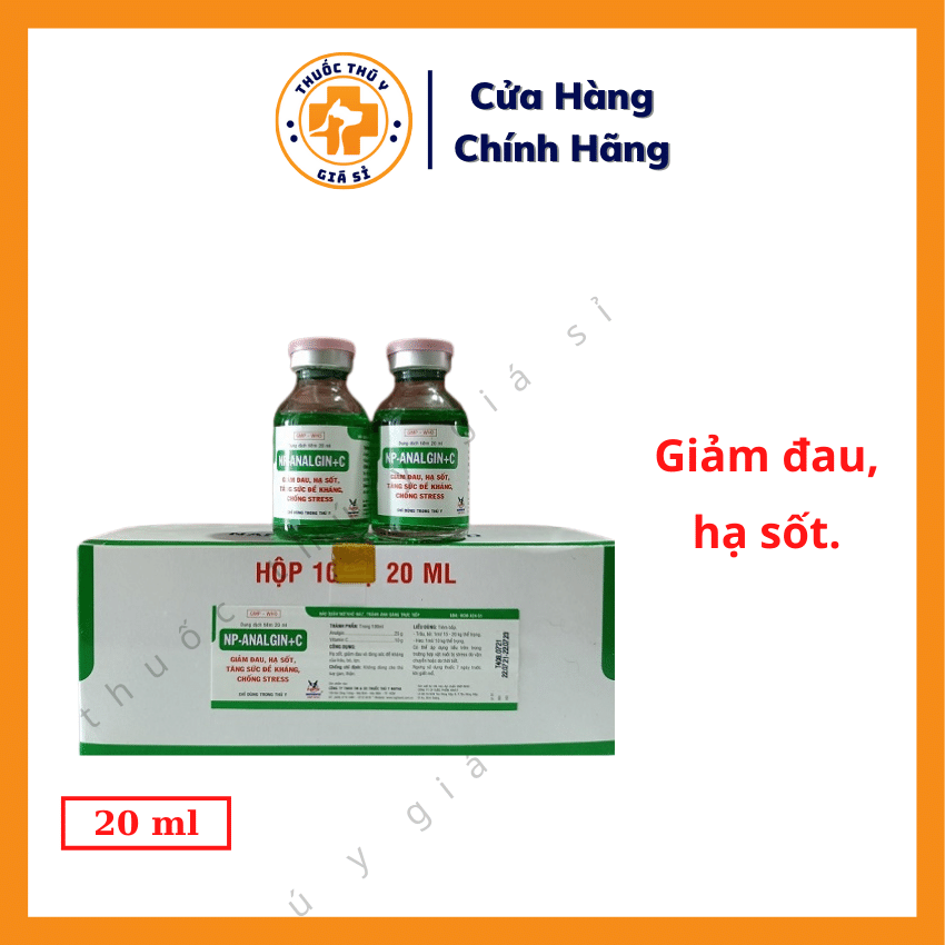"hoàn tiền đến 10%" naphavet analgin c 20ml - dùng cho giảm đau, hạ sốt, chống phong thấp, giải độc trên lợn, dê, cừu, trâu, bò, chó, mèo, gia cầm - thú y giá sỉ