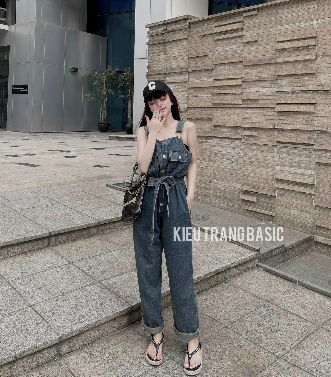 Yếm jean dài