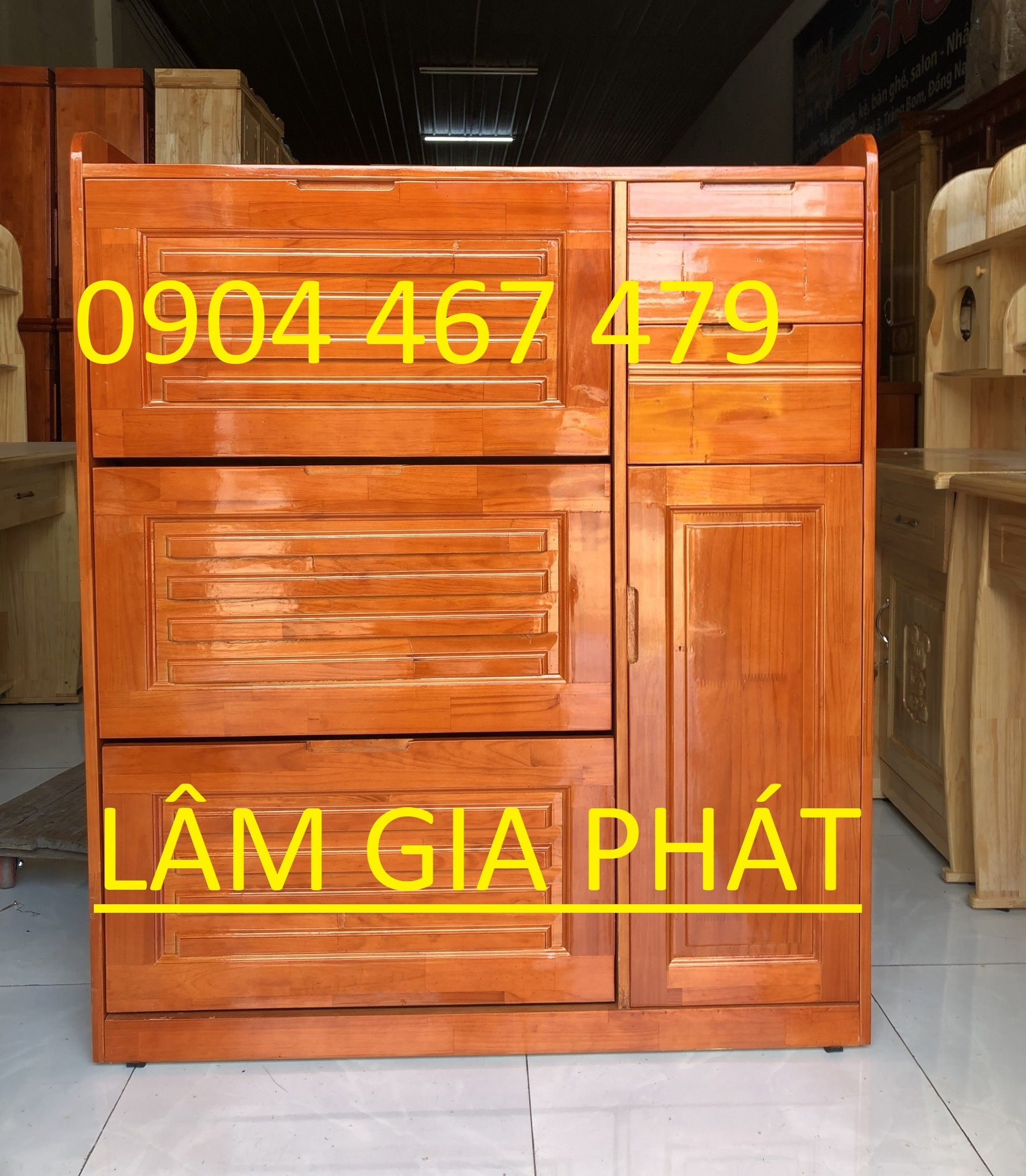 Tủ giày dép thông minh gỗ thông màu nâu cánh gián