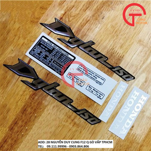 Bộ tem gồm chữ và tem thông số cho xe honda dylan 150 i