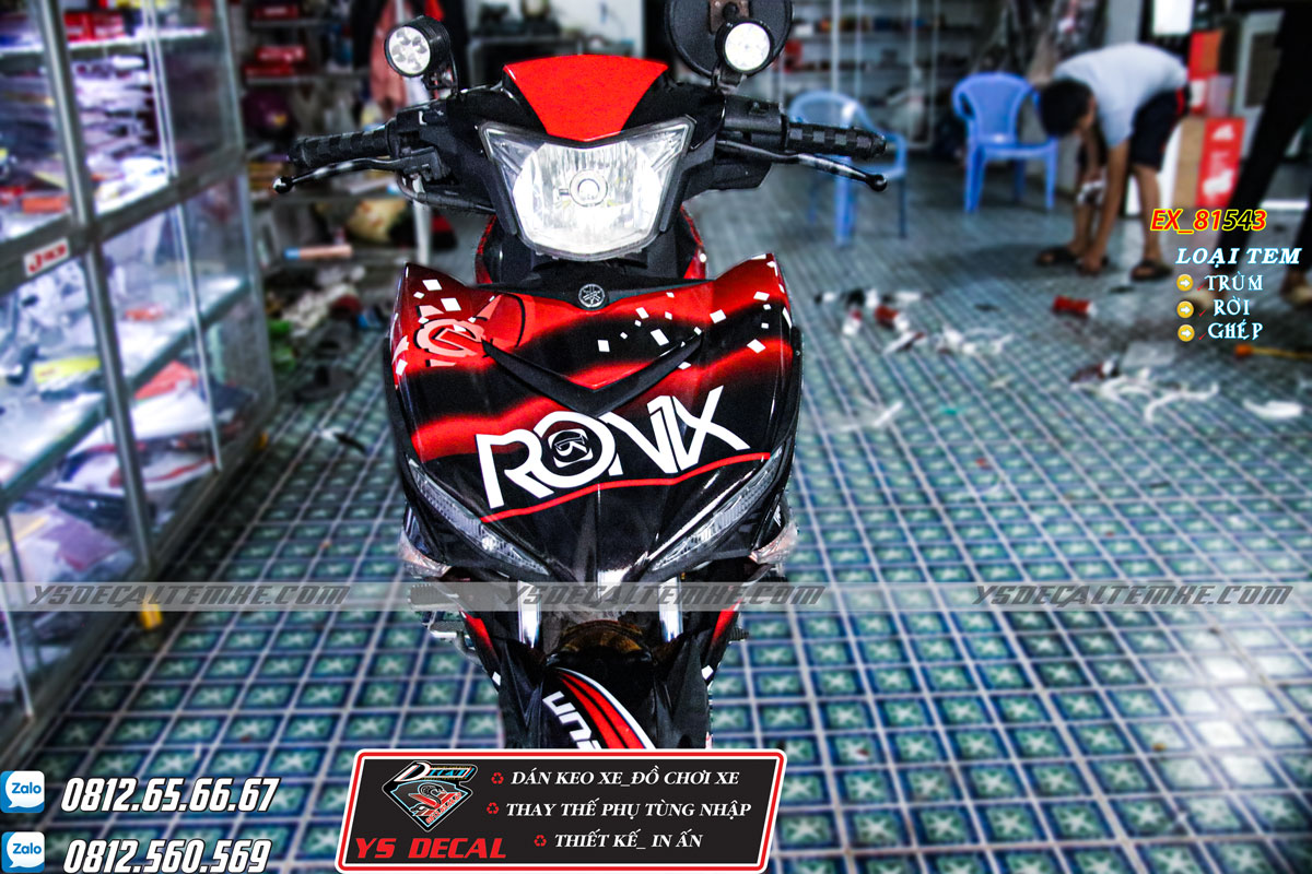 Tem trùm Ex 150 đỏ đen trắng