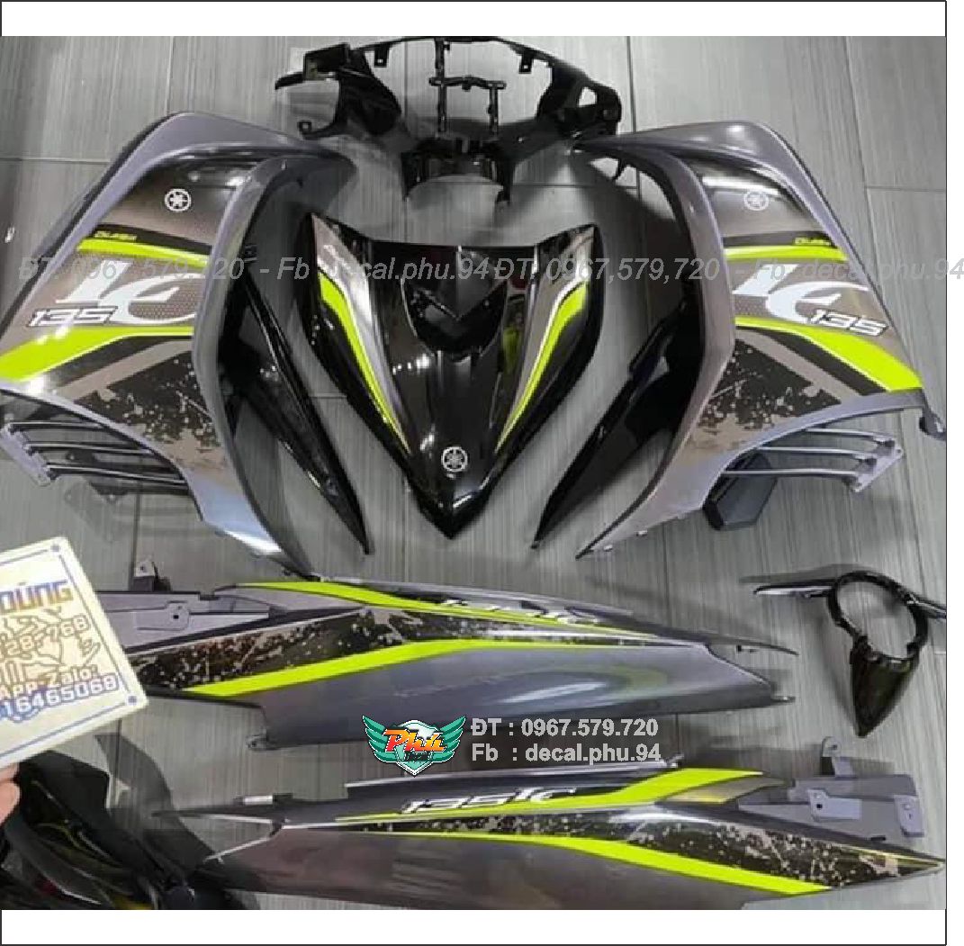 Tem rời exciter 135 lc xám đen.