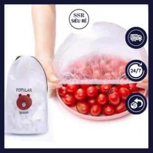 Set 100 Màng Bọc Thực Phẩm Có Túi Đựng Hình Gấu