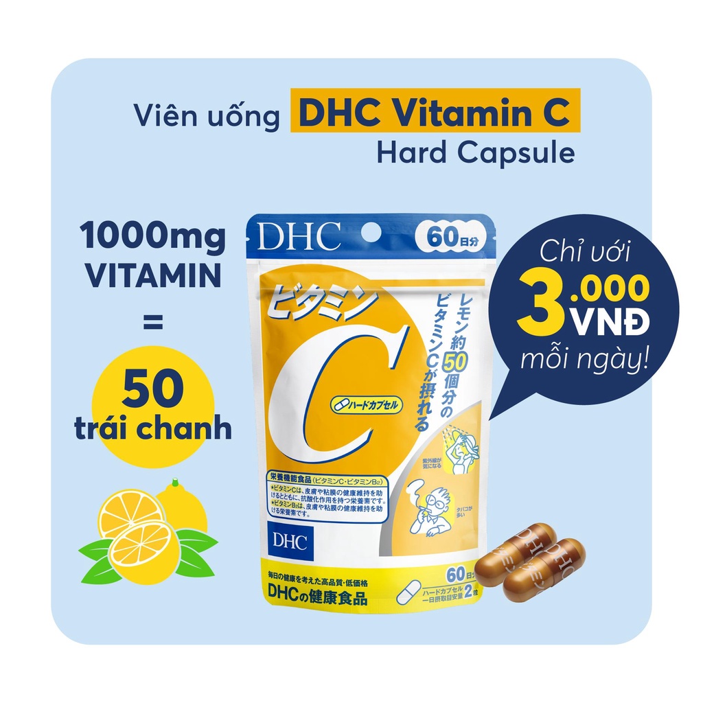 Combo Viên Uống DHC Sáng Da Mờ Thâm 30 Ngày (Adlay & Vitamin C)