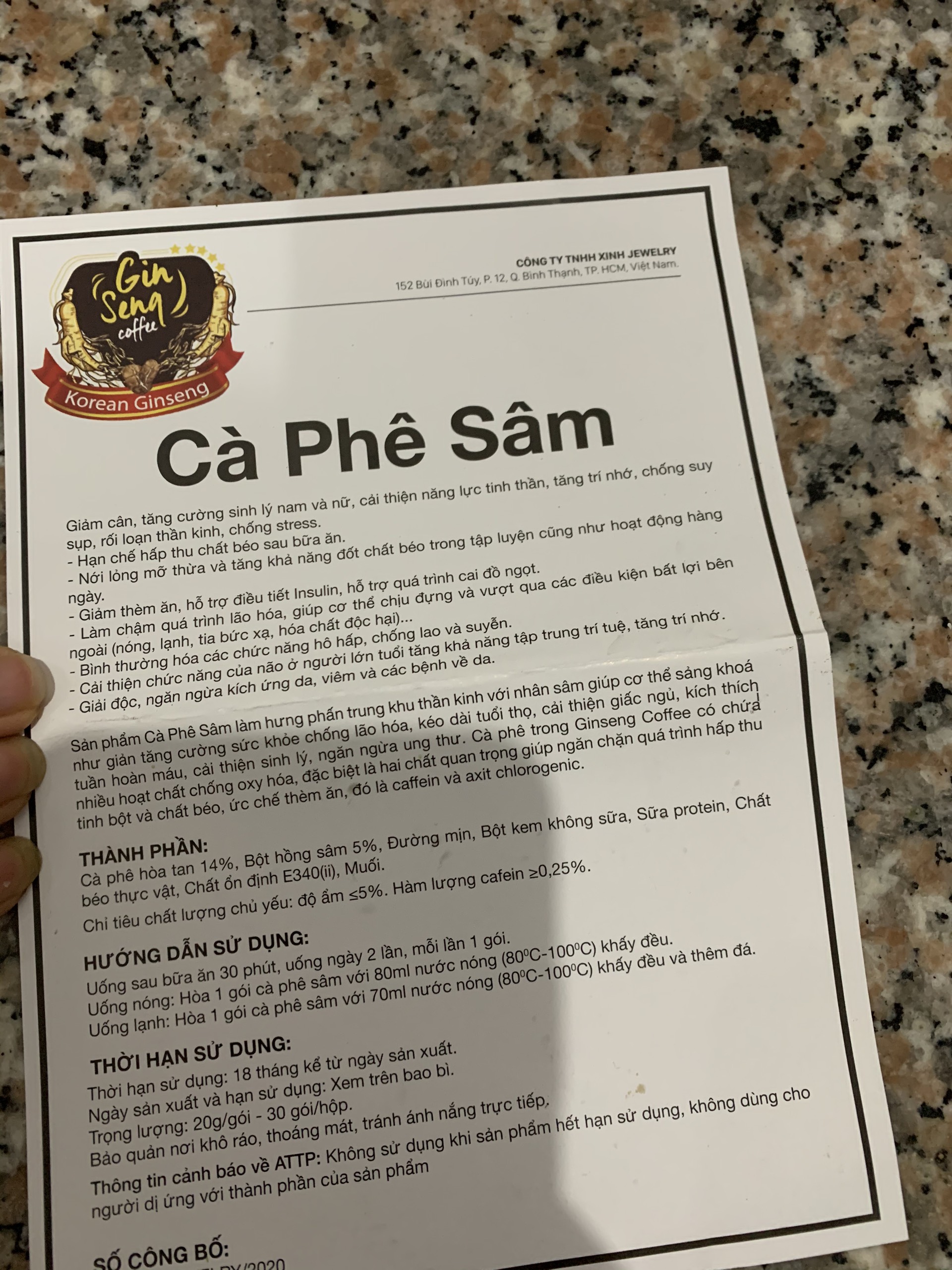 [HCM]Cà phê sâm ( 1 hộp 30 gói)  Ginseng coffee tặng phác đồ