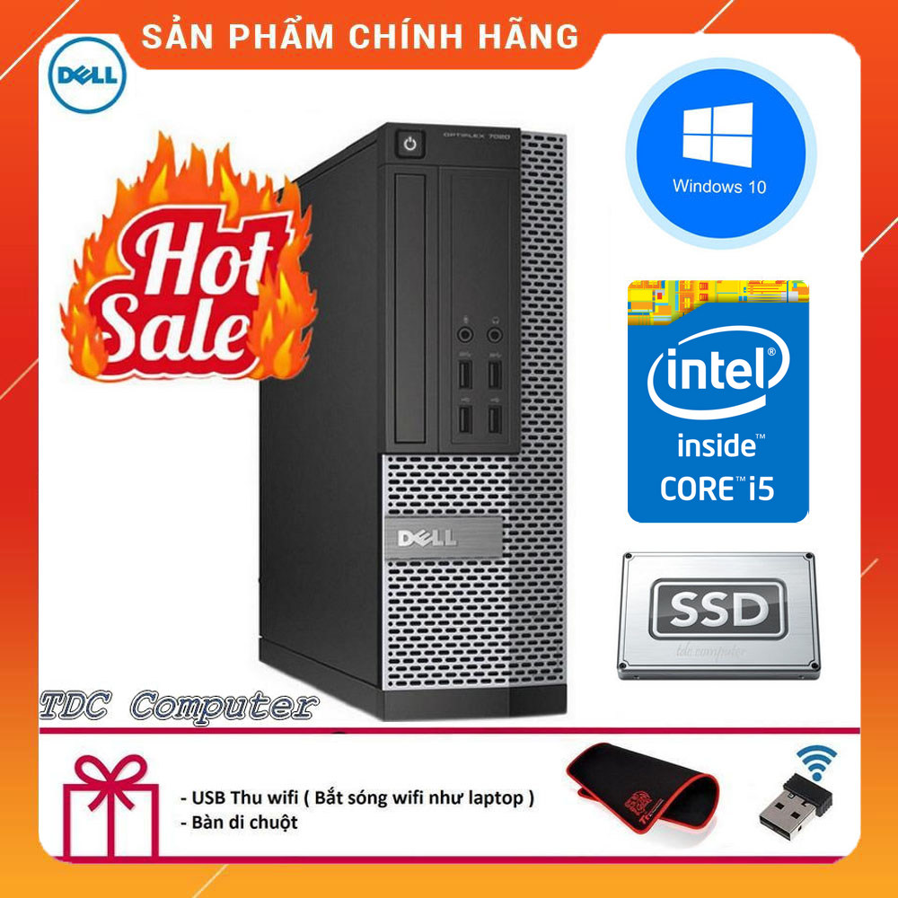[Trả góp 0%]Case máy tính để bàn Dell Optiplex 9020 SFF cpu Intel Core i5 4590 ram 8GB Ổ cứng SSD 256GB. Hàng Nhập Khẩu.Tặng Bàn Di Chuột và USB Thu Wifi.Bảo hành 2 năm [ máy tính đồng bộ dell ]