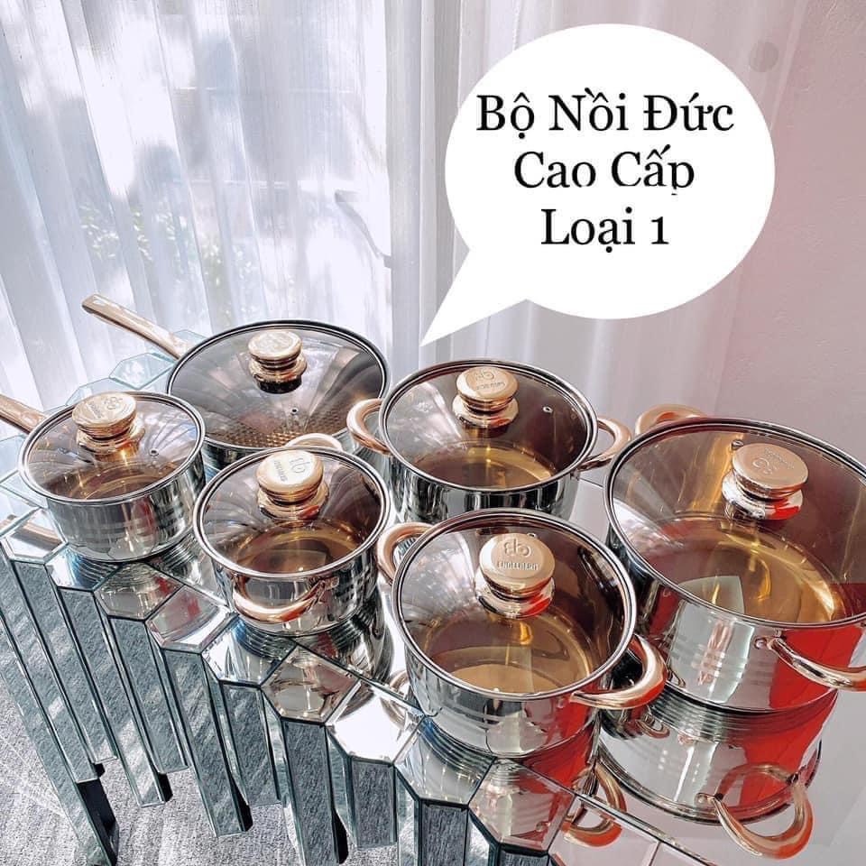 Bộ Nồi ANGELBERG 6 Món 12 Chi Tiết Đáy Từ 5 Lớp Vung Kính Công Nghệ Đức
