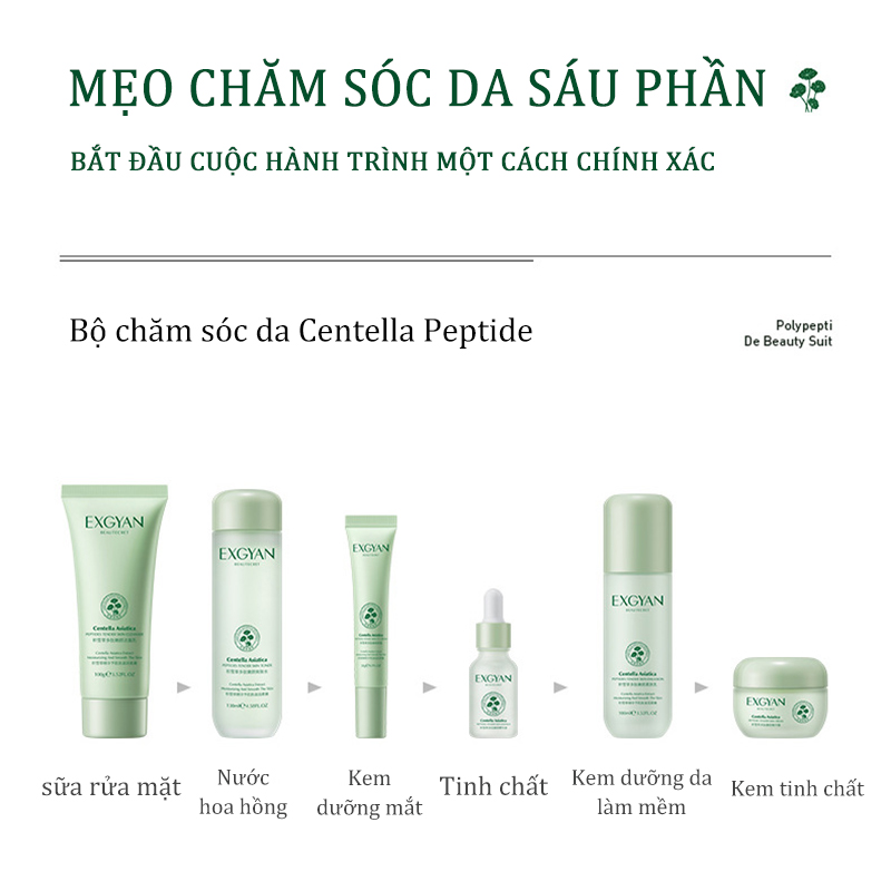 [HCM]Bộ 6 sản phẩm phục hồi da tổn thương trẻ hoá da hết mụn dưỡng trắng da chiết xuất rau má cho làn da trắng sáng mịn màng không tỳ vết