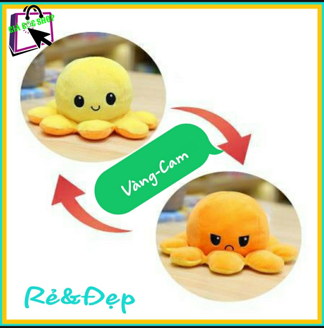 [HCM]Gấu bông bạch tuộc cảm xúc lật 2 mặt vãi nhung co giãn 4 chiều cao cấp phong cách Hàn Quốc