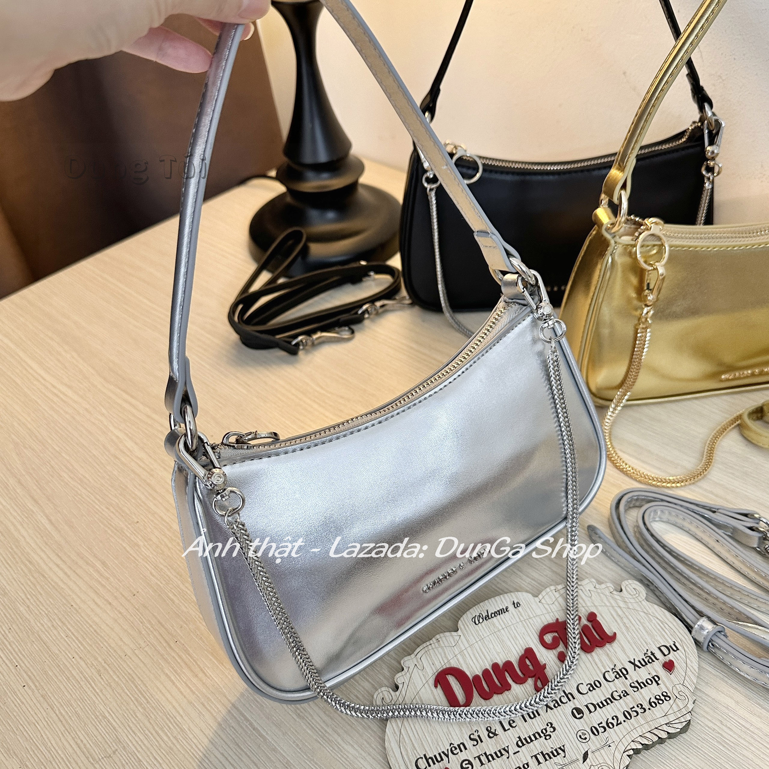 [Chuẩn hãng] Túi nữ kẹp nách + đeo chéo size 22 dáng basic 3 dây đeo full màu