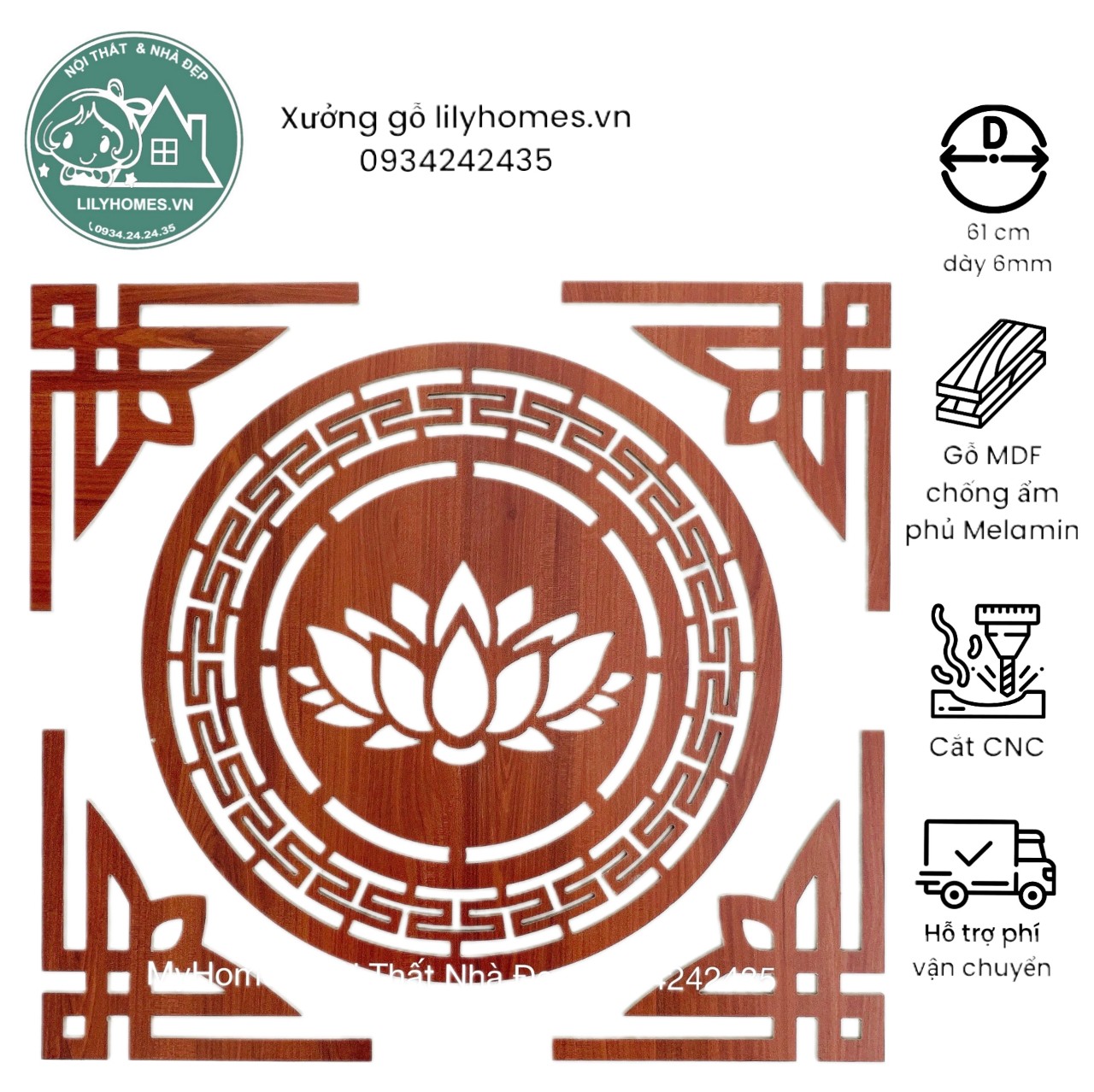 Đồ trang trí ban thờ màu Đỏ cánh gián kích thước 61cm