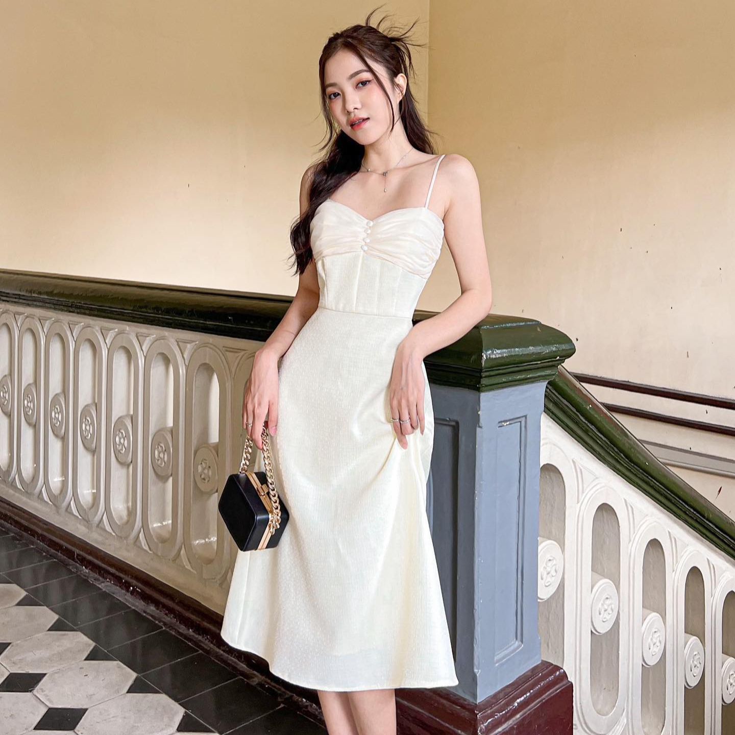 Đầm CANIVA - Đầm 2 dây nhún ngực