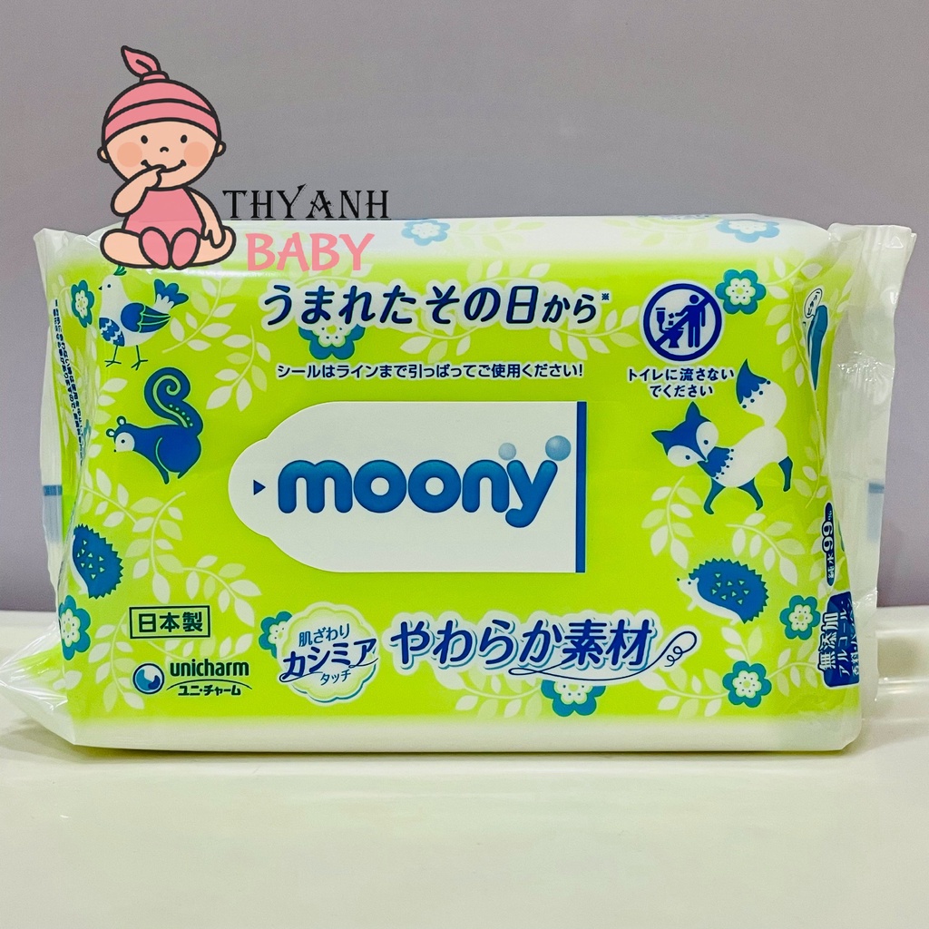 Khăn Giấy Ướt Moony Nhật 80 Tờ Không Mùi
