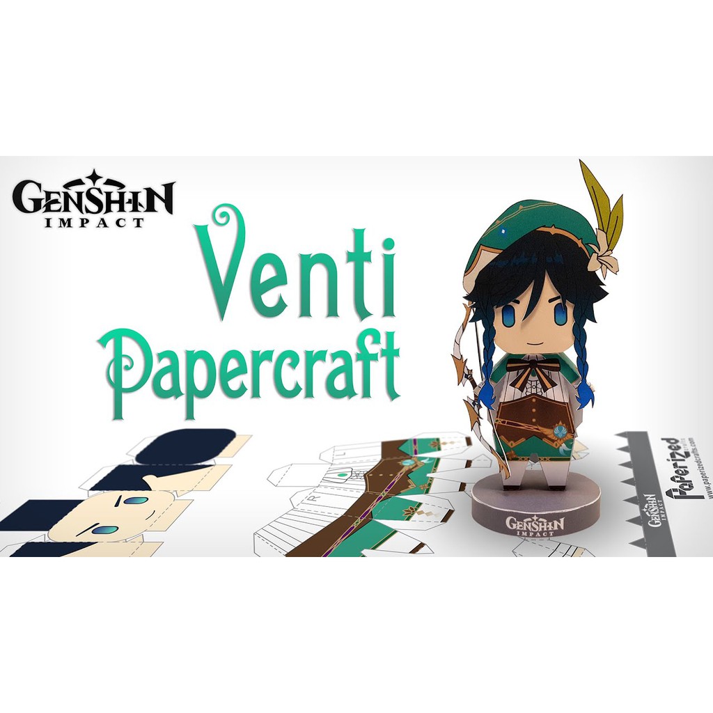 Mô Hình Giấy Venti Chibi Game Genshin Impact