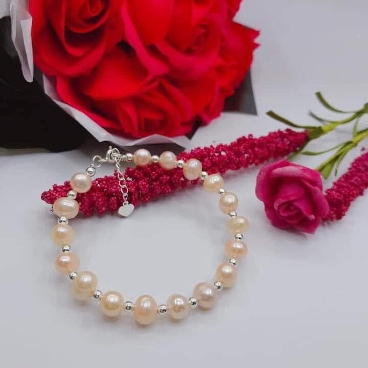 Vòng tay trai nuôi mix bạc