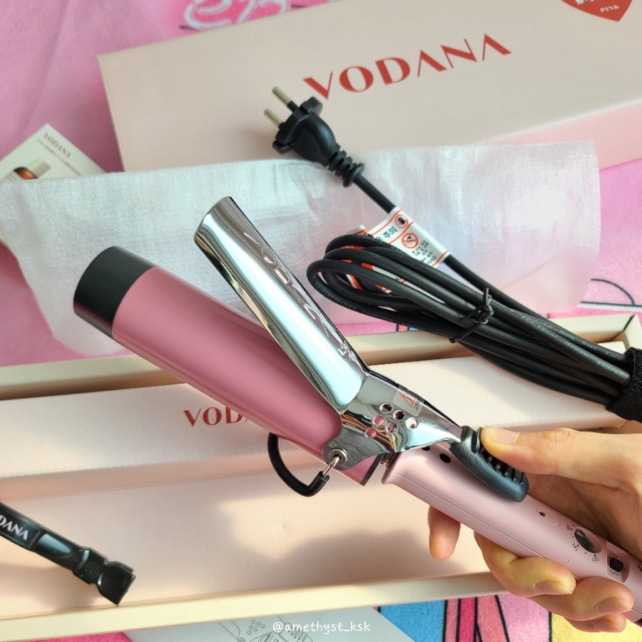 Hair Curling Machine VODANA Pink {Available} iron wave Korean
