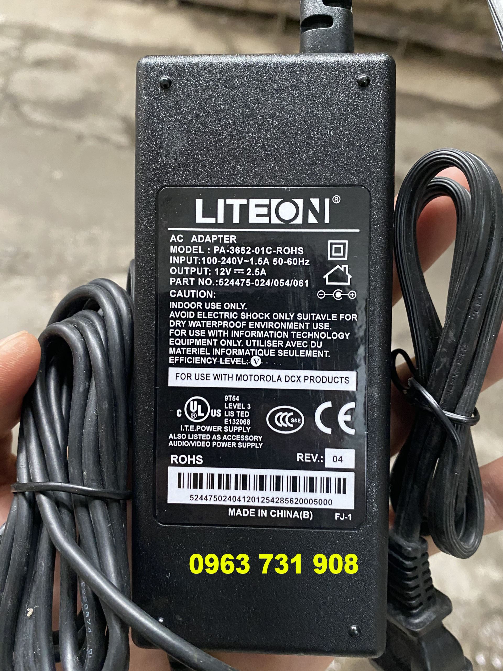 Nguồn sạc 12V-2.5A chuẩn Liteon