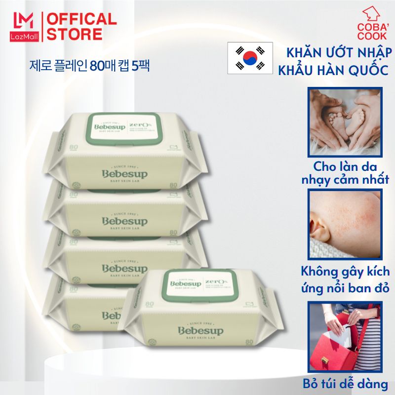 Combo 5 Pack wet paper towel Korean for newborn baby-Zero80