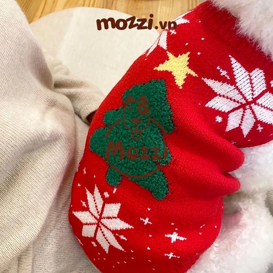 Áo len Noel thêu cây thông cho thú cưng