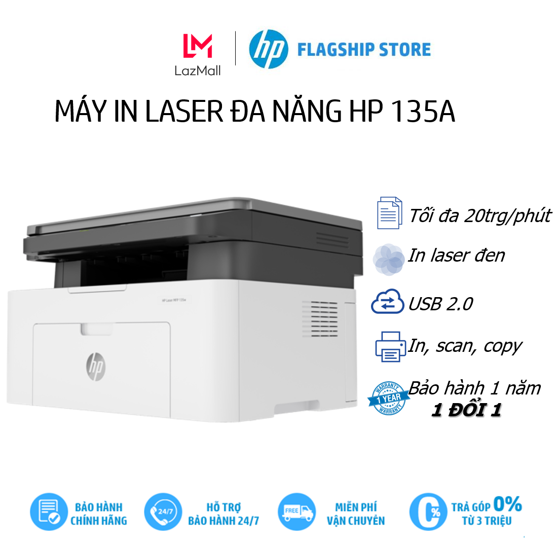 [Trả góp]Máy in đa năng trắng đen HP LaserJet MFP 135a (4ZB82A)...