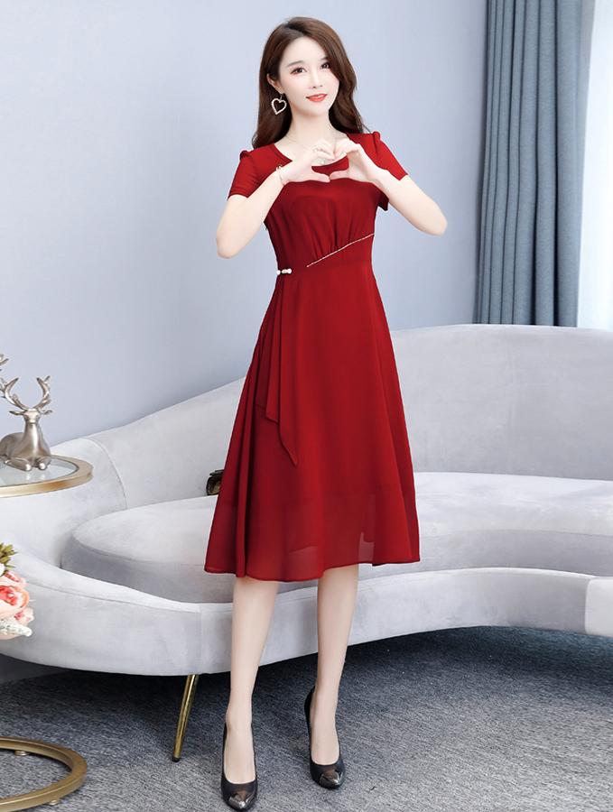 [HCM]ĐẦM XÒE CỔ TRÒN ĐÍNH CƯỜM KÈM PHỤ KIỆN_D3191