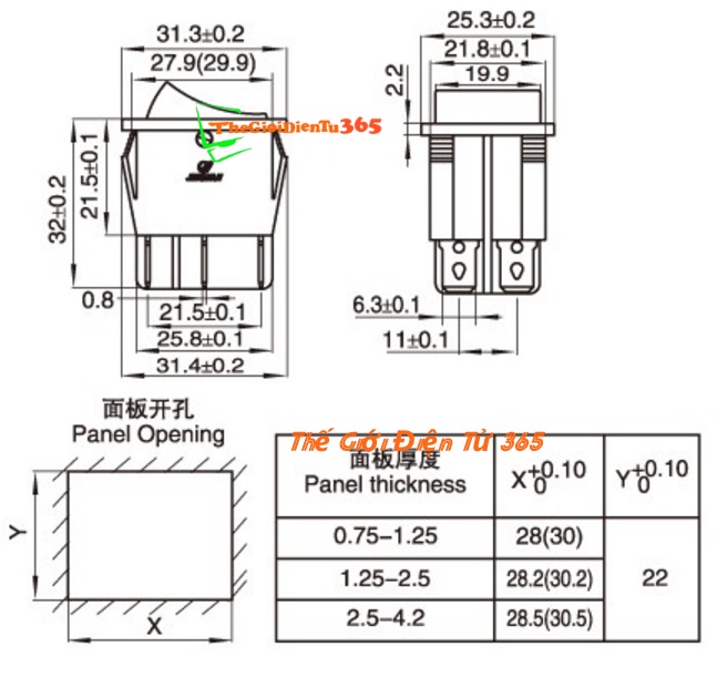 BỘ 5 CÔNG TẮC BẬP BÊNH 4 CHÂN CÓ ĐÈN