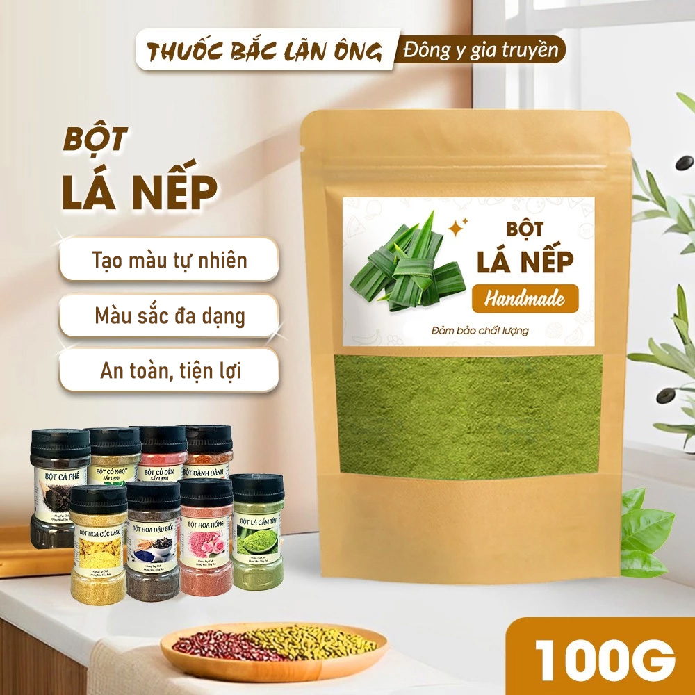 Bột lá nếp sấy lạnh nguyên chất 100g (Bột lá dứa,lá thơm)