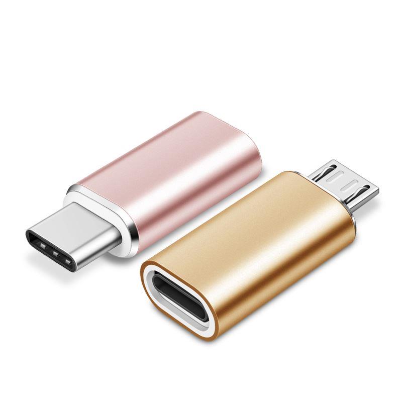 2 PCs lingtning to micro USB and lightning to type C adapter combo