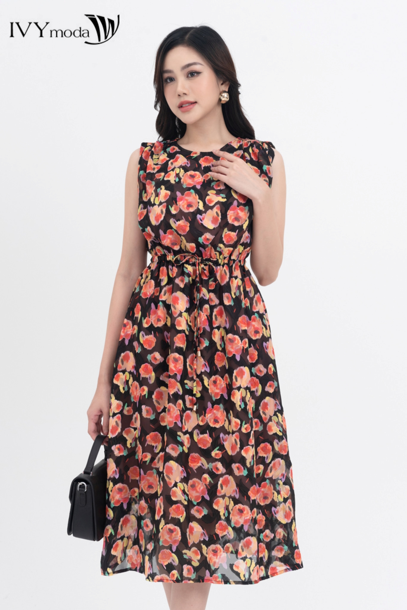[TẶNG ÁO 2 DÂY] Đầm xòe thắt dây eo IVY moda MS 41M7404