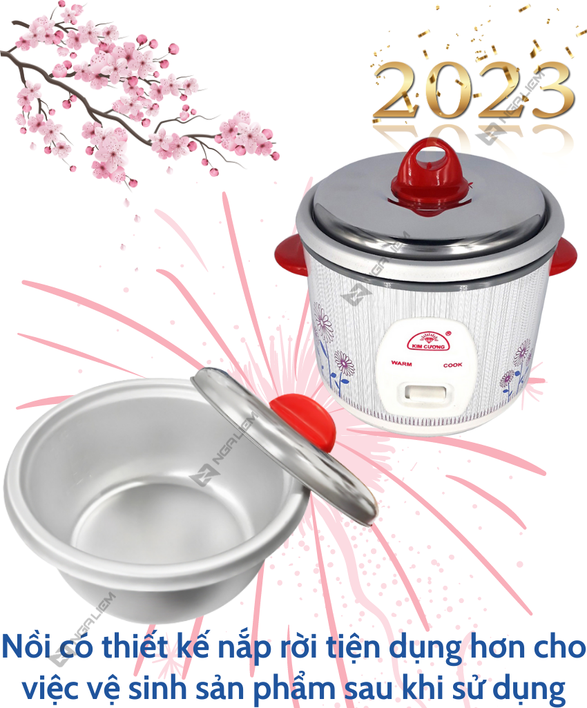 Nồi Cơm Điện 2.2 lít Kim Cương (Nắp rời)