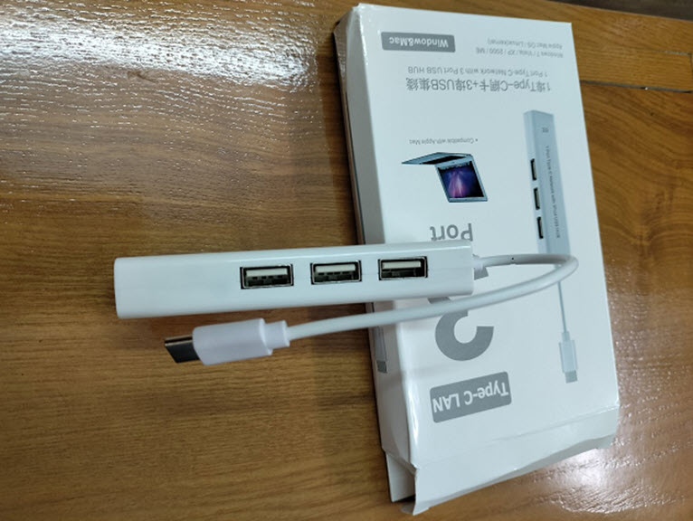 CÁP TYPE C RA 3 CỔNG USB VÀ CỔNG LAN RJ45 ETHERNET ADAPTER TẶNG 1 ĐÈN LED