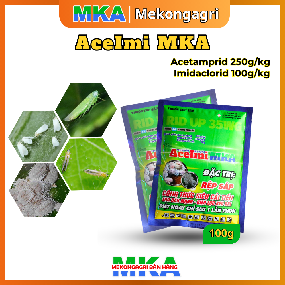 Quản lý côn trùng phổ rộng - Acetamiprid - Imidacloprid - Gói 100gram
