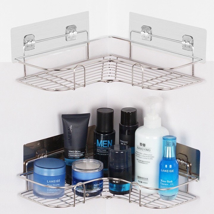 (Tặng 2 Miếng Dán Dài ) Kệ Góc INOX Dán Tường Siêu Chắc