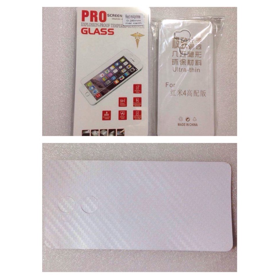 Xiaomi redmi 4 prime combo kính cường lực và dán cacbon xiaomi redmi 4prime