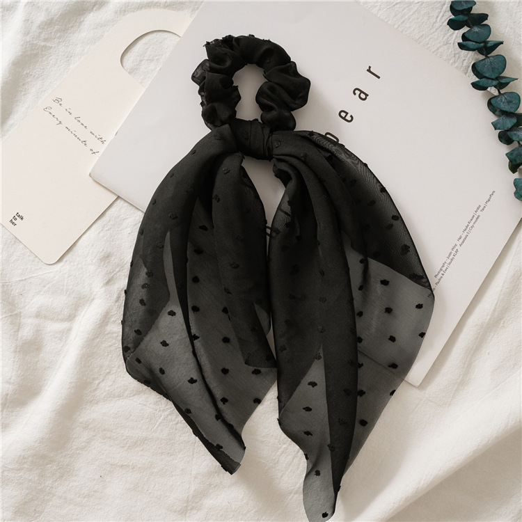 Dây buộc tóc Scrunchies lụa hạt bông dáng dài dễ thương HD79