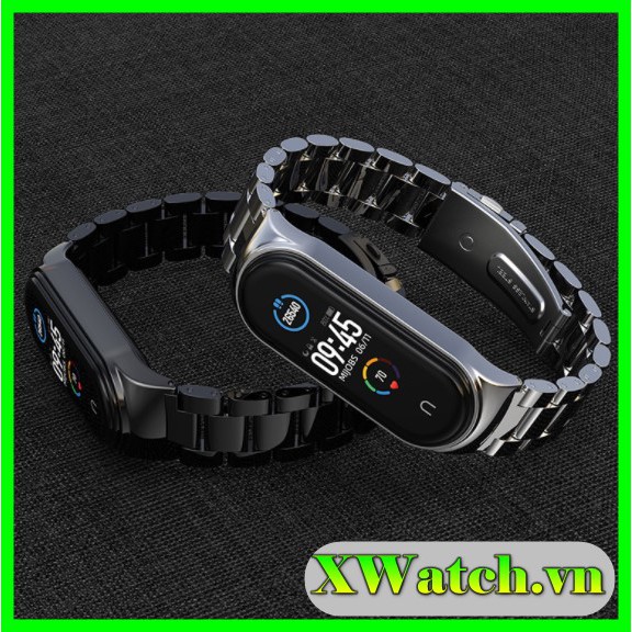 Dây đeo kim loại mắt to PLUS Xiaomi Mi band 5 - dây đeo kim loại thay thế miband 5 bản PLUS