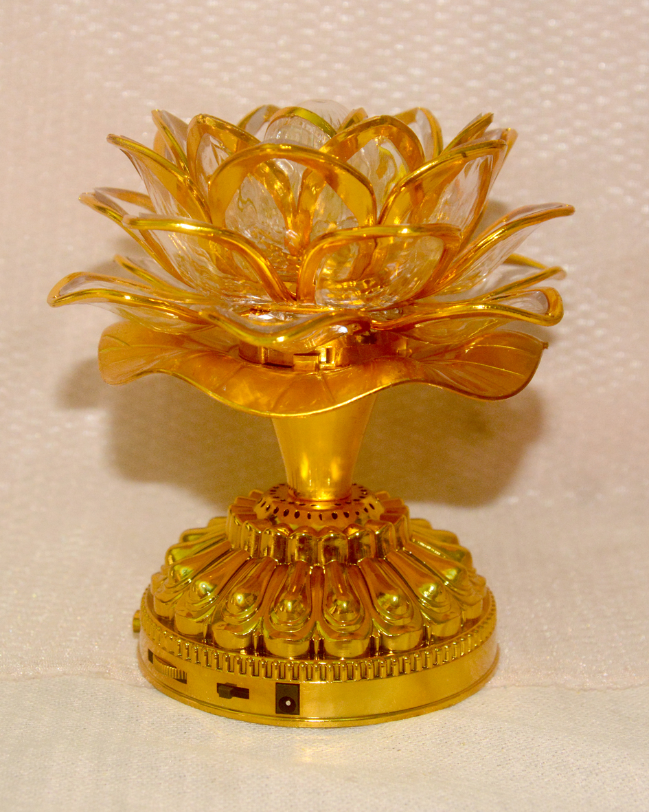 Đèn sen điện vàng cài tiếng Niệm Phật tụng kinh