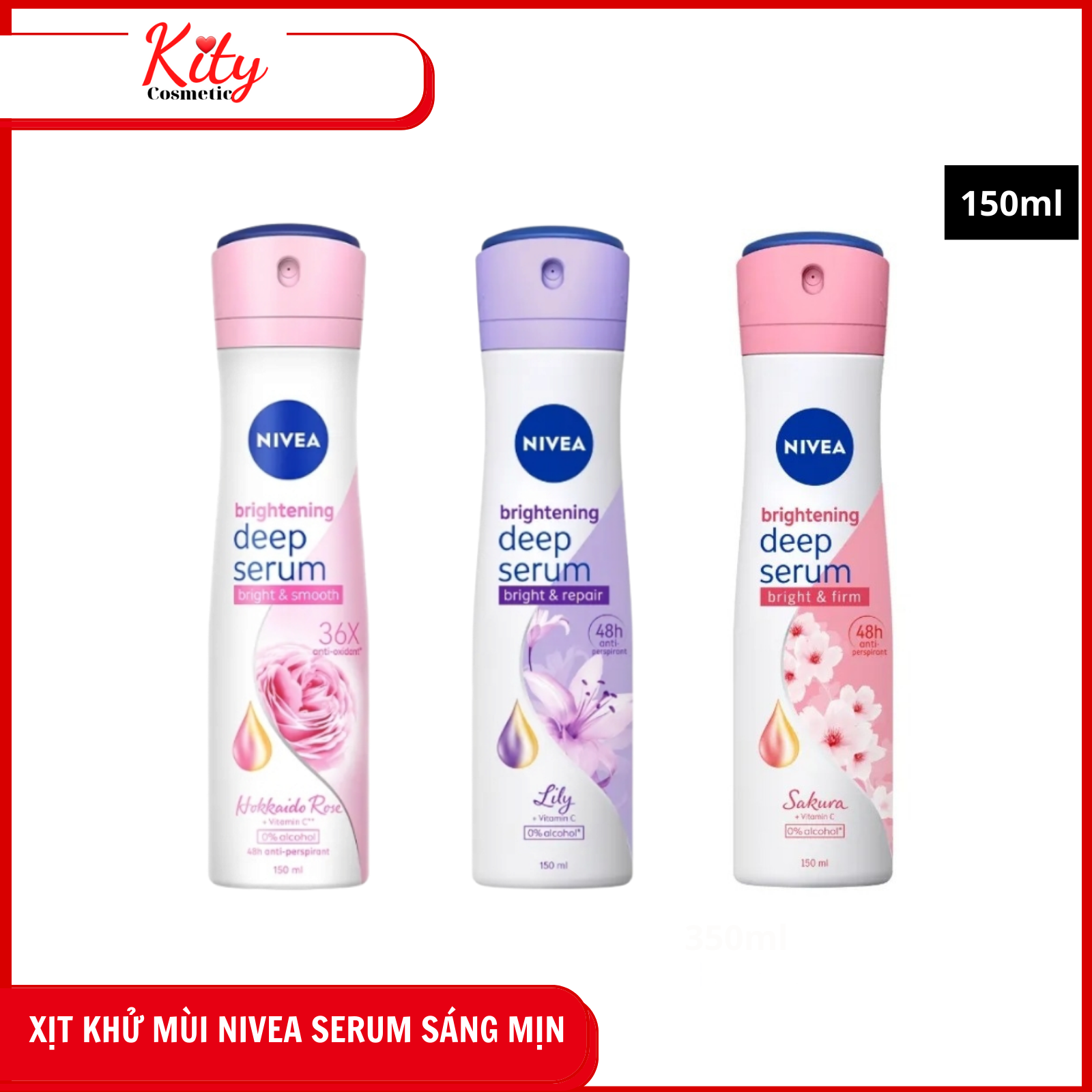Xịt Ngăn Mùi NIVEA Serum Trắng Mịn 150 ml
