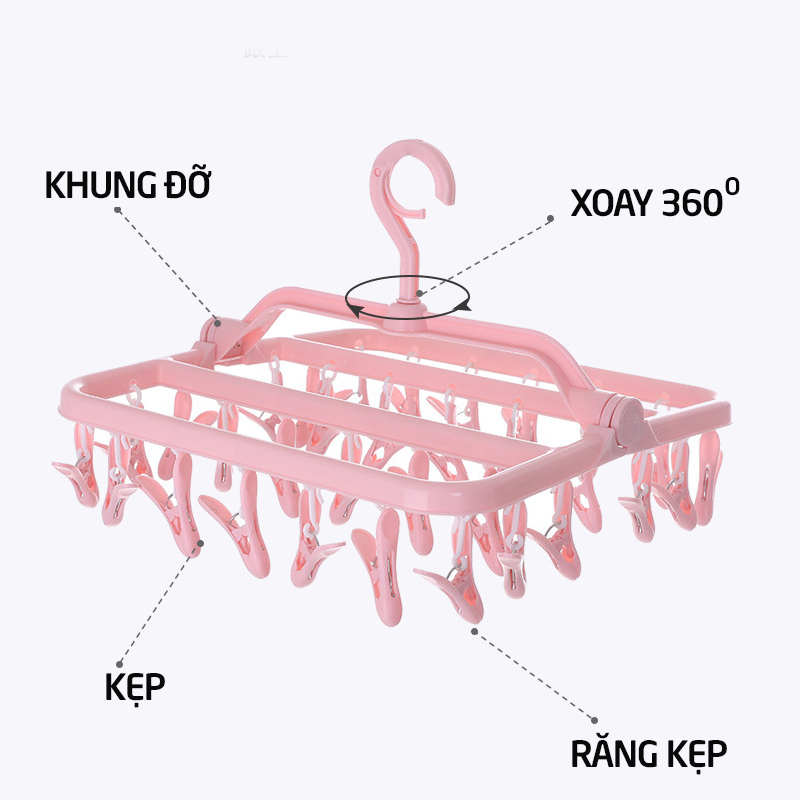 Móc chùm phơi quần áo trẻ em 32 kẹp