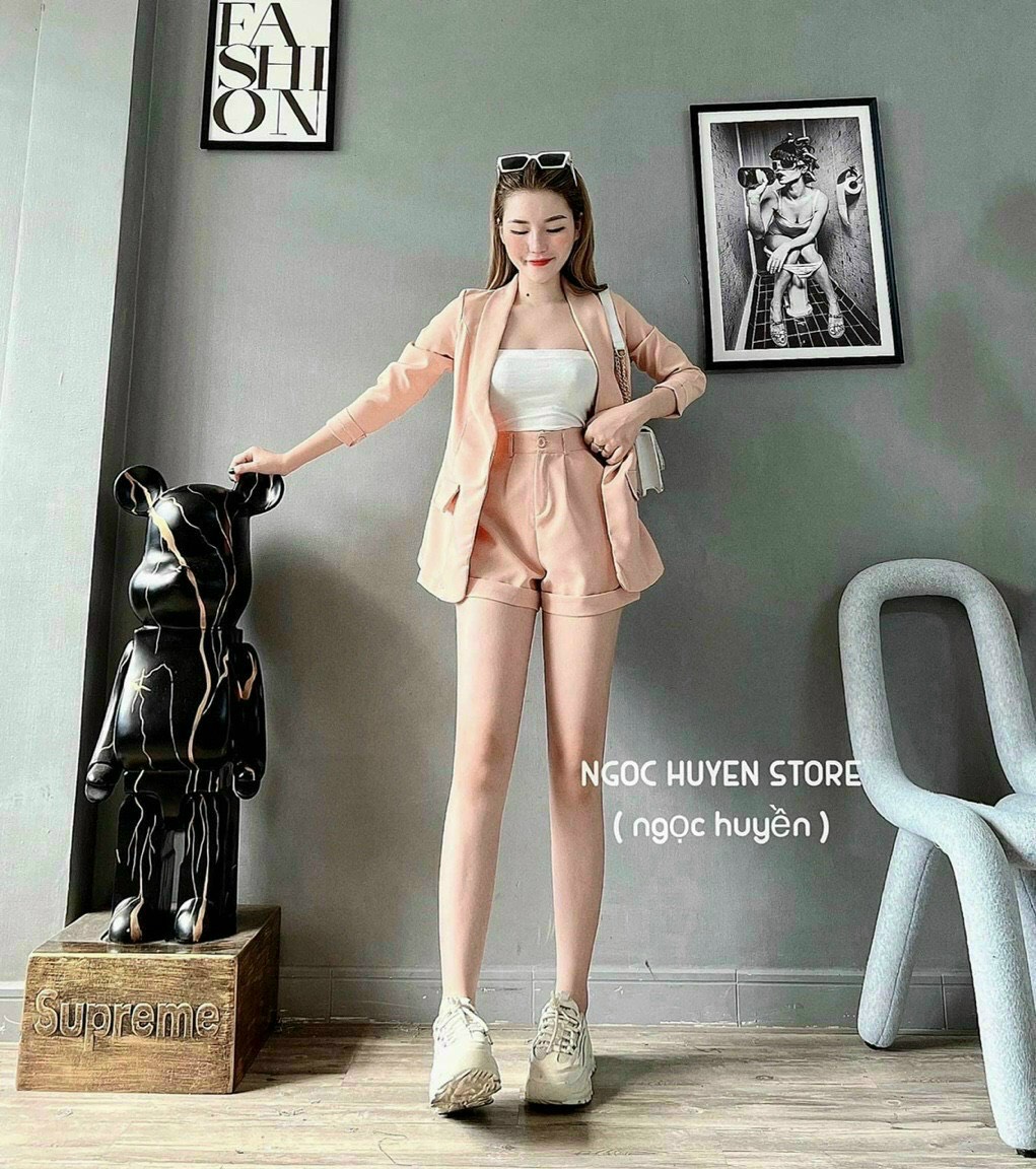 [Voucher 50k Freeship Max 0 đồng toàn quốc] SET BỘ 3 MÓN ÁO KHOÁC  BALAZER TAY DÀI ÁO HAI DÂY CROPTOP KÈM QUẦN ĐÙI CÁ TÍNH NĂNG ĐỘNG, SET BỘ ĐỒ NỮ CÙNG TONE TÔN DA SIÊU XINH, SET BỘ 3 MÓN MẶC ĐI BIỂN CHẤT COTTON LẠNH