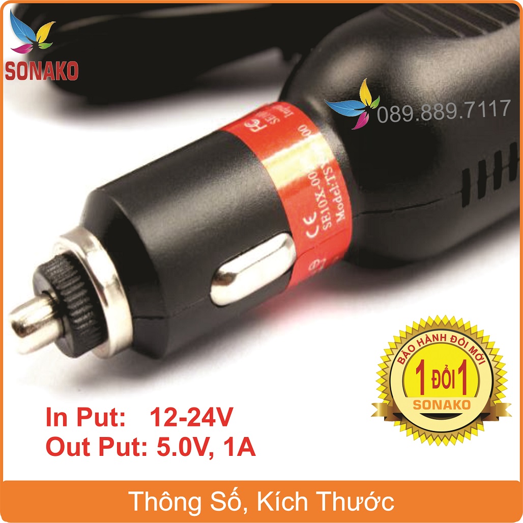 Sạc Camera Hành Trình 5V, 1A-3.5A, Chân Mini Usb + Micro Usb vông thẳng