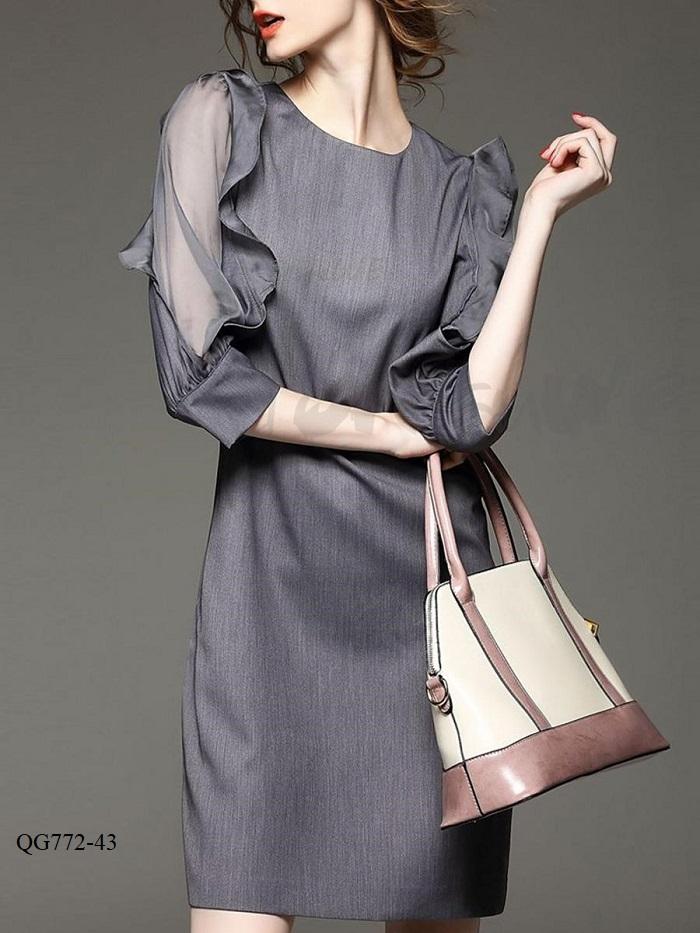 QG792 *Đầm suông tay phối voan bèo - SIZE S-6XL